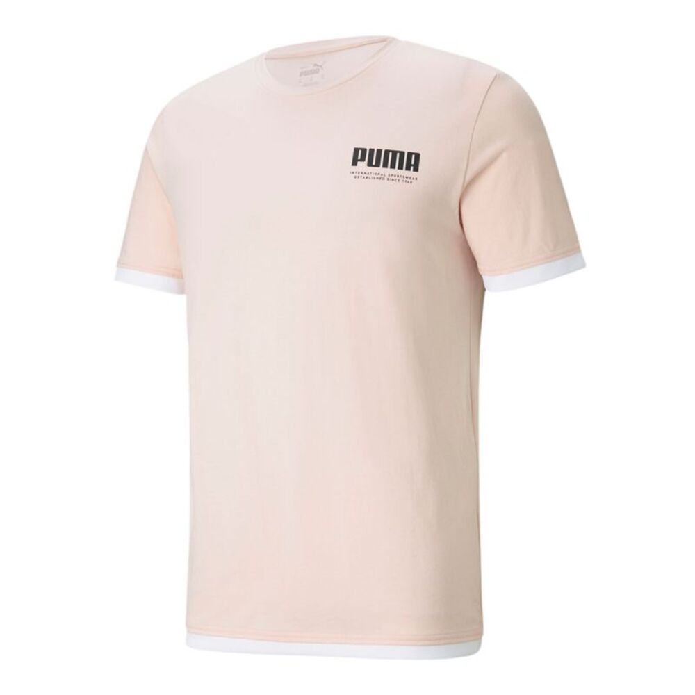 NWT PUMA Mens Summer Court Elevate Pink Logo Graphic Short Sleeve T-Shirt L